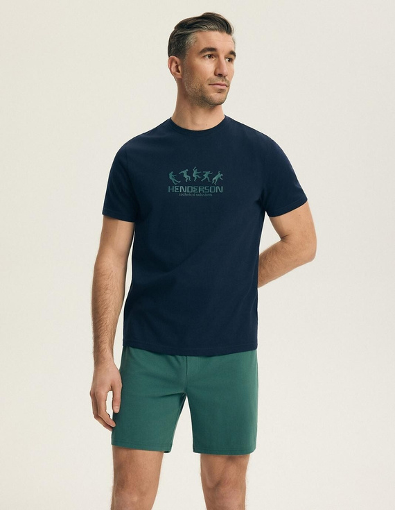 Piżama Męska Henderson Core 44499 Bet Navy 100% Bawełna Krótki Rękaw