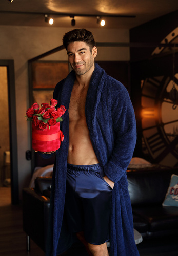 130 Podomka Szlafrok męski z kapturem Dkaren - granat