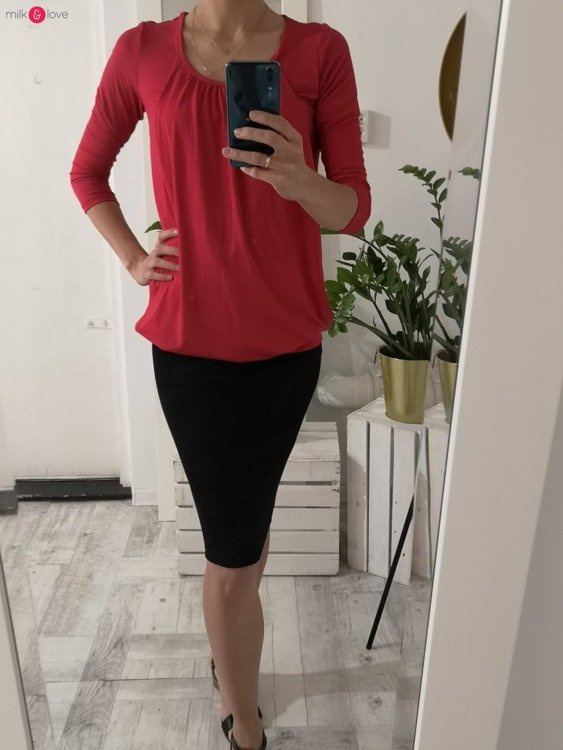 Spódnica ciążowa Tummy z dzianiny w prążki Milk&Love ciemny melanż