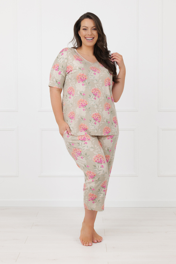 Piżama damska Harmonia Italian Fashion krótki rękaw spodnie 3/4 wiskoza