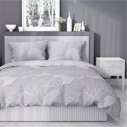 4966B Pościel bawełniana kwiaty Detexpol - szary