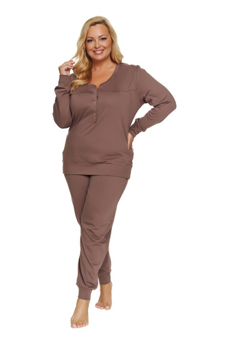 Piżama Damska Doctor Nap 4349 Mocca 100% Bawełna z Kieszeniami-mocca