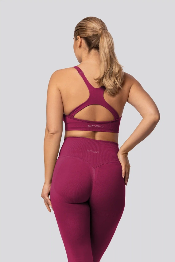 Legginsy push-up Spaio PRO modelujące kryjące wysoki stan red wine