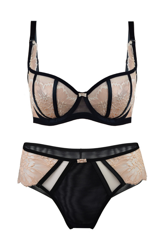 19117 Nugat Biustonosz balkonetka Mediolano czarno-beżowy 