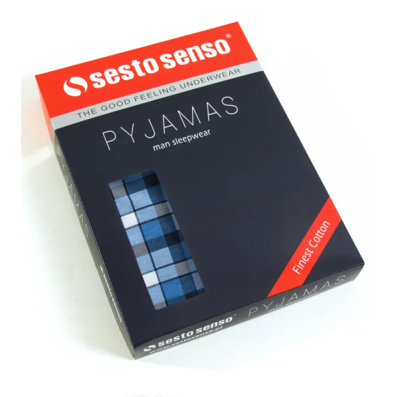 2182/10 Rozpinana Piżama Męska, krótkie spodenki Sesto Senso - granatowy 