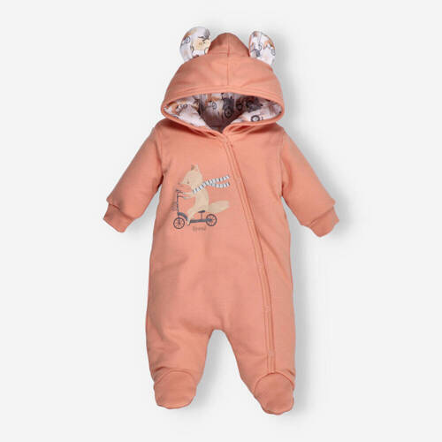 ABN-4720/POM Cute Cars Kombinezon z kapturem Nini pomarańczowy