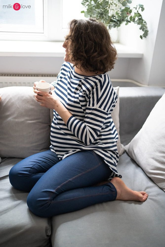 Bluzka ciążowa i do karmienia Mommy Milk&Love granatowo-białe paski
