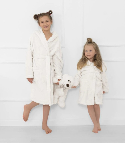 Miśka szlafrok dziecięcy Italian Fashion ecru – w misie, ciepły, z kapturem