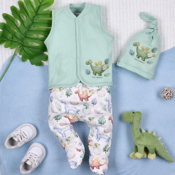 ABN-5579 Dino Explorer Czapka nemowlęca Nini – bawełna organiczna, miękka i przewiewna