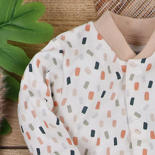 ABN-5326 Pajacyk z bawełny organicznej Nini kremowy 