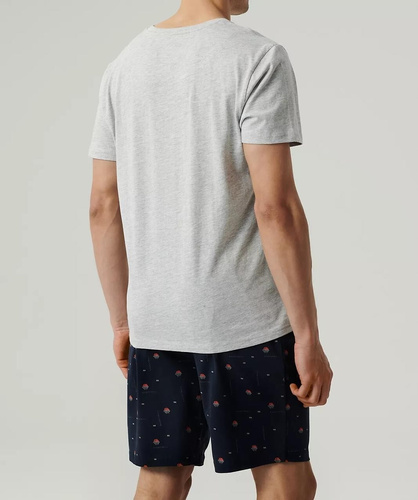  NMP-384  Piżama męska krótki rękaw, Atlantic-szary granatowy