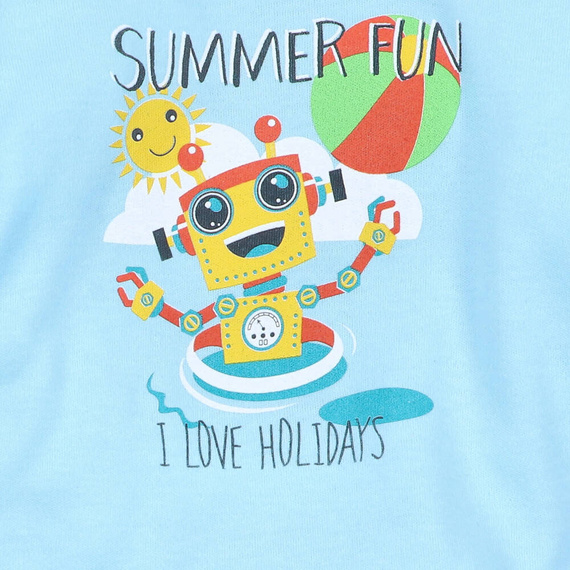 ABN-2936/TUR Summer Robots Bluzka z bawełny organicznej Nini turkusowy