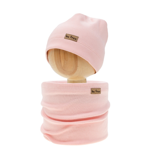 141281 Komplet czapka + komin Nicol - różowy