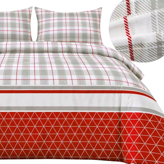 Pościel flanelowa Flanelove 31520/2 bawełna 160 g/m² szaro-czerwona kratka