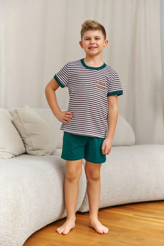 Piżama dziecięca 7405 Doctor Nap bawełna wygodna oddychająca-choco green