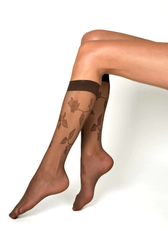 Podkolanówki damskie Veneziana Olivia 20 den  cappuccino– wzorzyste, bez wzmocnienia palców