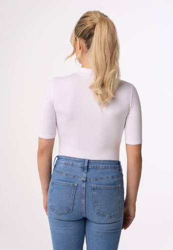 Layla Bluzka półgolf z krótkim rękawem Babell - biała 