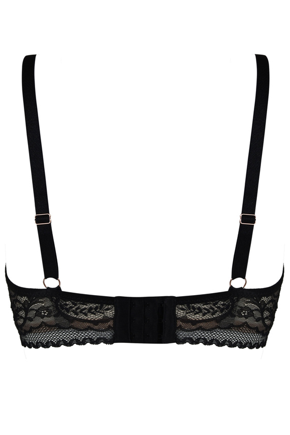19236 Feel Mediolano Bralette Long Black – koronkowy biustonosz z przedłużonym pasem