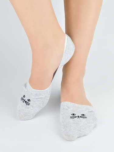 Baleriny ST115 stopki damskie bawełniane z uszkami kotka 3D
