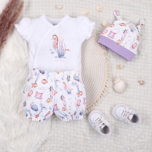 ABN-5489 Underwater World  Szorty niemowlęce Nini– bawełna organiczna, dla dziewczynki