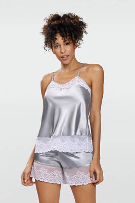 Isabella Komplet Damski Piżama DKaren - srebrny