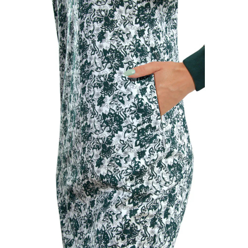 Julia Long Koszula nocna Sesto Senso kwiaty ciemna zieleń