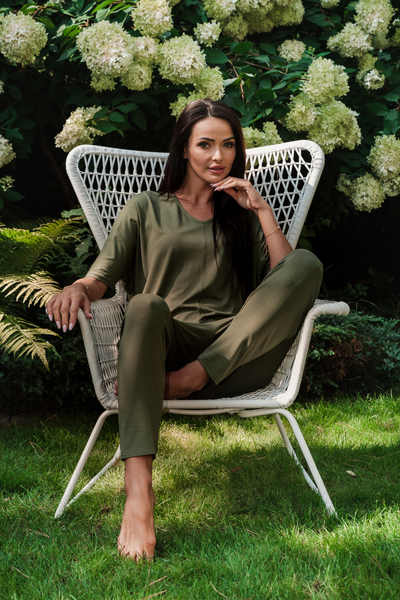 Paramo Komplet Damski krotki rękaw, dł. spodnie Italian Fashion - khaki