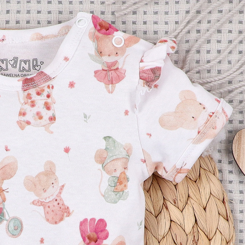 ABN-5688 Body niemowlęce Nini Małe Myszki bawełna organiczna napy ramię antyalergiczne