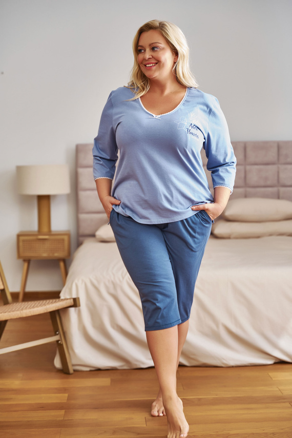 7262 Piżama Damska Plus Size Doctor Nap - sky blue