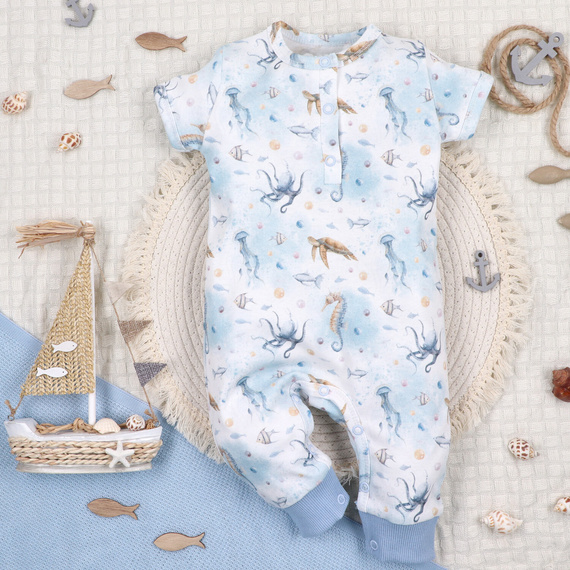 ABN-5452 Sea Of Joy Rampers niemowlęcy Nini – bawełna organiczna, wygodne napy