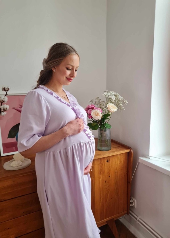 34NA Natalie Koszula nocna Marija – 100% bawełna, ciążowa i do karmienia, z falbanką