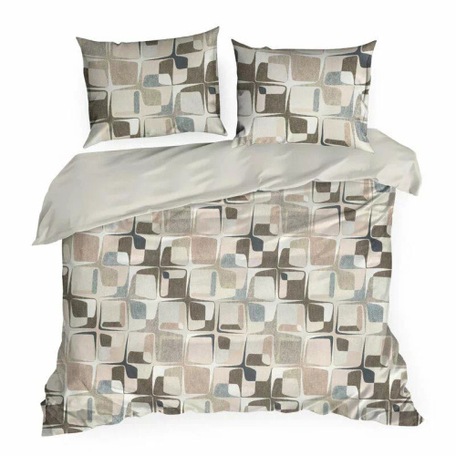 Spring 36 geometria pościel satynowa Eurofirany beżowy