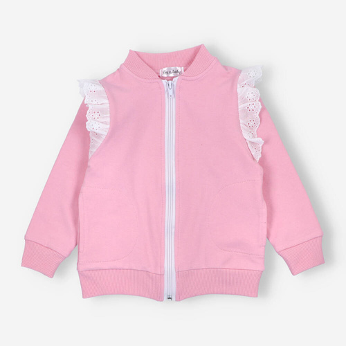 BOB-0005 Dziewczęca bluza dresowa bomberka By o Baby różowy