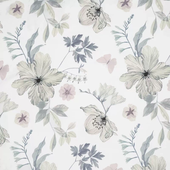 Spring 37 Kwiaty pościel satynowa Eurofirany biały/zielony