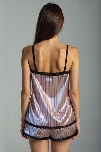 Donna Krótka Piżama Damska Pierre Cardin – satynowa, różowa, na ramiączkach