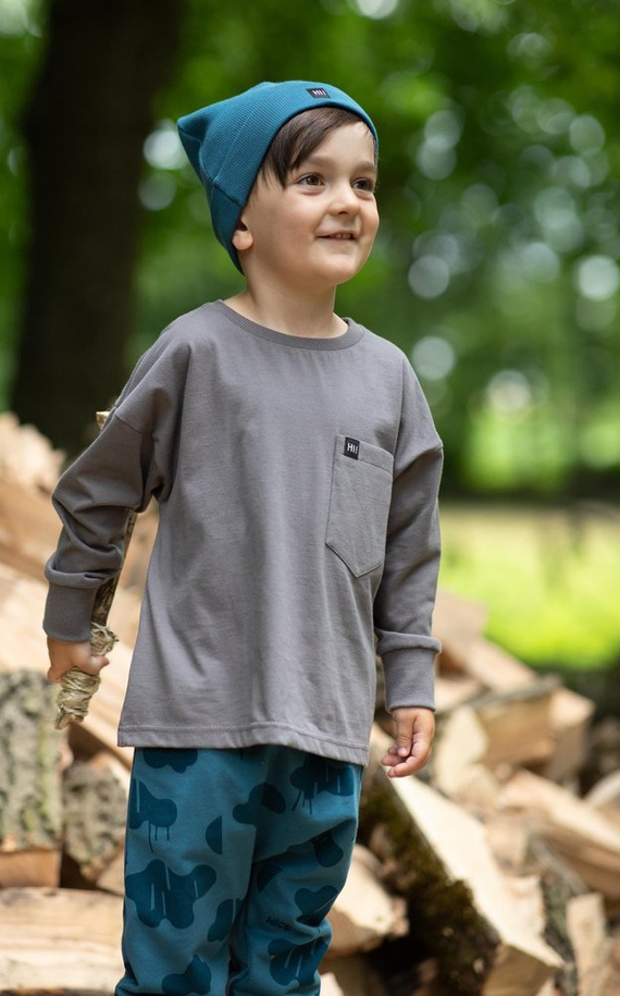 Teo Bluzka dla chłopca z kieszonką Pinokio - grafit