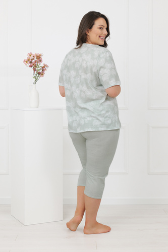 Piżama damska Eleni Italian Fashion 100% bawełna krótki rękaw 3/4-miętowa
