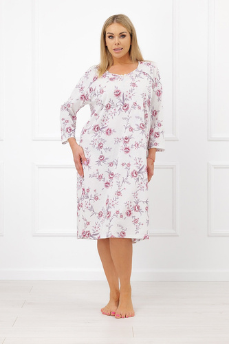 Koszula Nocna Italian Fashion Mariella 100% Bawełna 3/4 Rękaw Kwiaty