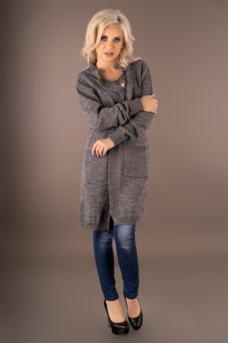 Elwiran Sweter, kardigan damski Merribel - dark grey