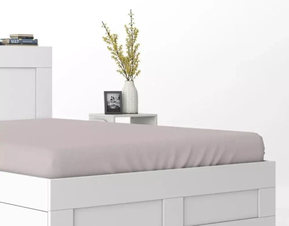 Pure prześcieradło satynowe z gumką jednobarwne Detexpol pudrowy róż