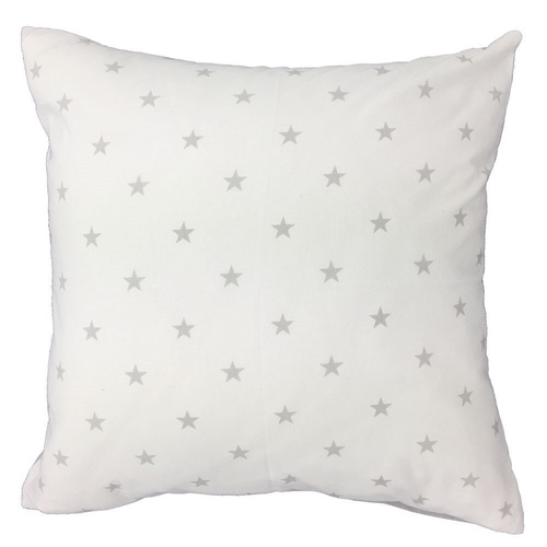 R009 Poszewka bawełniana gwiazdki grochy Karo szary/biały