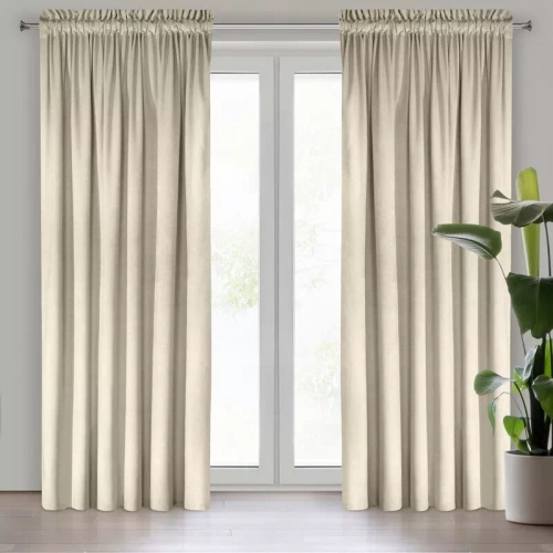 Melanie Zasłona welurowa na taśmie Eurofirany kremowy