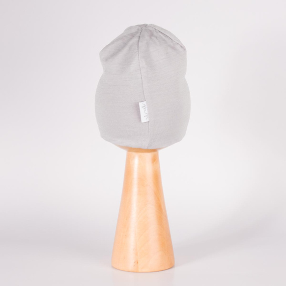 229110 Nicol Czapka Merino 100% wełna dziecięca dwuwarstwowa- szara