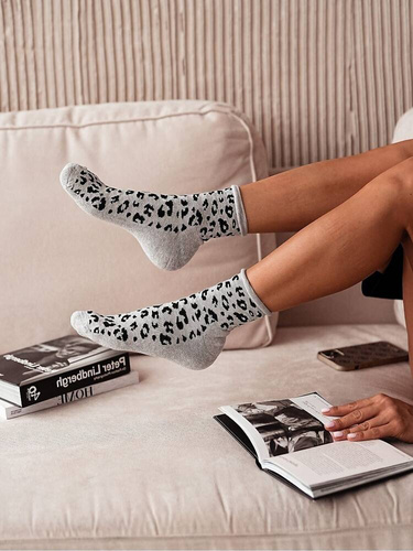 071-004 Unique Panterka Skarpety damskie półfrotta Milena - melanż jasny