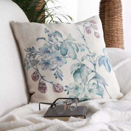 Len 41 Poszewka dekoracyjna Eurofirany | Naturalna zieleń, wzór liści