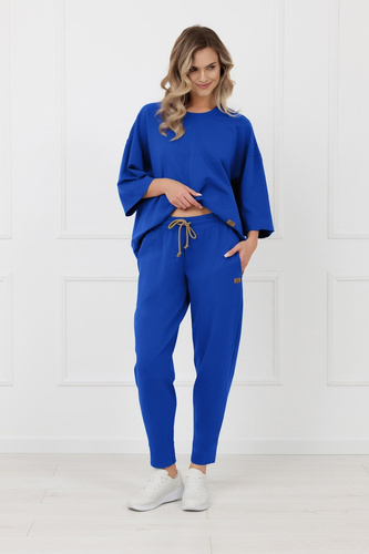 Spodnie dresowe Kaori Italian Fashion bawełna-kobalt