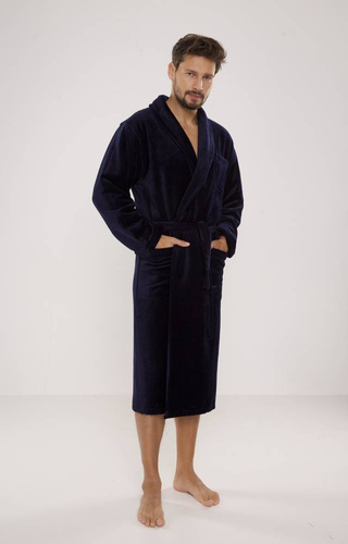 803 / 819 Twin Frotte szlafrok męski Forex - cały granatowy (dark blue)