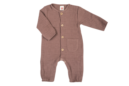 02252BSC "Bamboo Muslin Choco" Pajac muślinowy Makoma