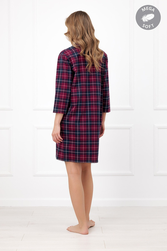 Italian Fashion Alana Koszula nocna bawełniana Mega Soft krata 3/4