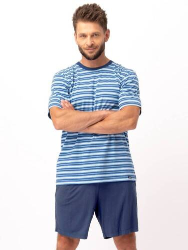 MNS 364  Piżama Męska Key niebieski